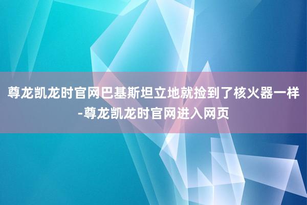尊龙凯龙时官网巴基斯坦立地就捡到了核火器一样-尊龙凯龙时官网进入网页
