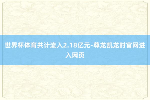 世界杯体育共计流入2.18亿元-尊龙凯龙时官网进入网页