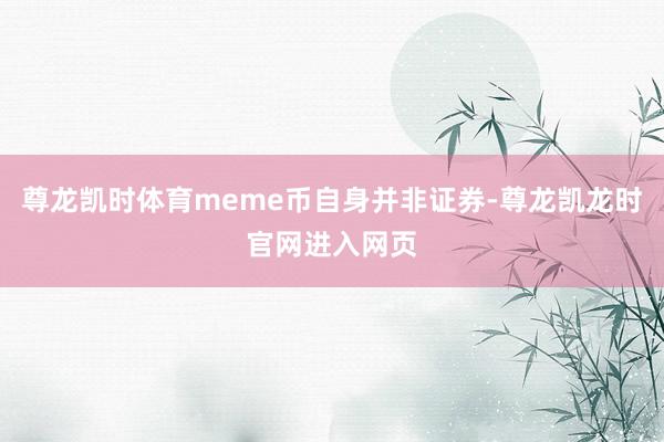 尊龙凯时体育meme币自身并非证券-尊龙凯龙时官网进入网页