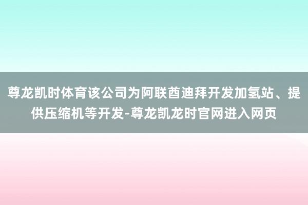 尊龙凯时体育该公司为阿联酋迪拜开发加氢站、提供压缩机等开发-尊龙凯龙时官网进入网页