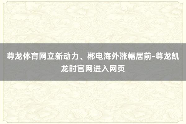 尊龙体育网立新动力、郴电海外涨幅居前-尊龙凯龙时官网进入网页