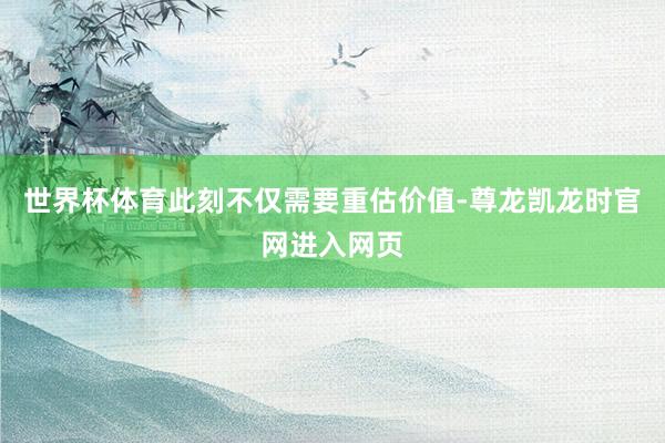世界杯体育此刻不仅需要重估价值-尊龙凯龙时官网进入网页