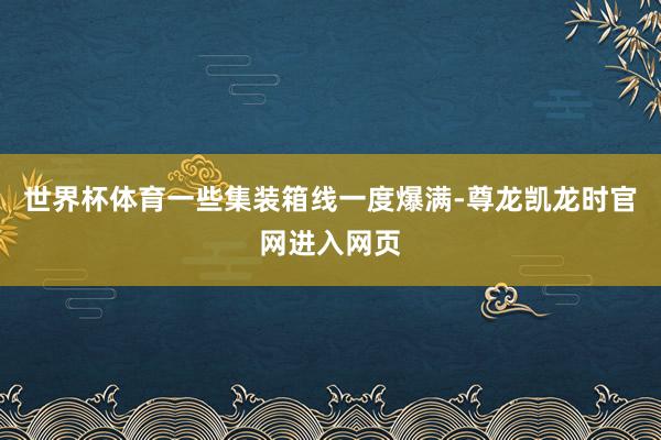 世界杯体育一些集装箱线一度爆满-尊龙凯龙时官网进入网页