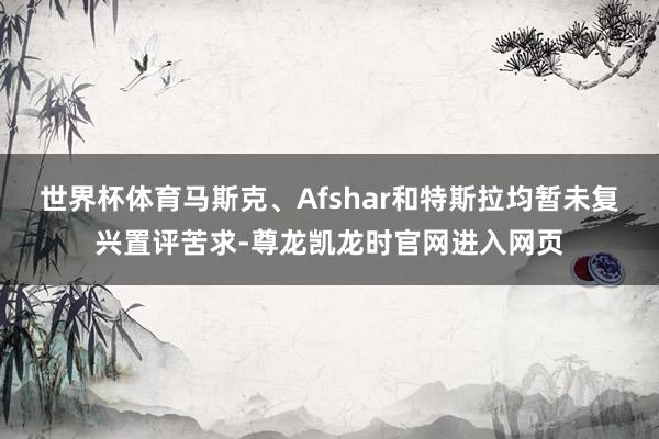 世界杯体育　　马斯克、Afshar和特斯拉均暂未复兴置评苦求-尊龙凯龙时官网进入网页