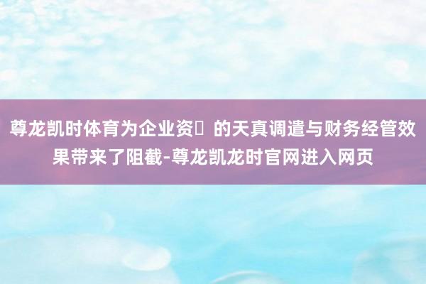 尊龙凯时体育为企业资⾦的天真调遣与财务经管效果带来了阻截-尊龙凯龙时官网进入网页