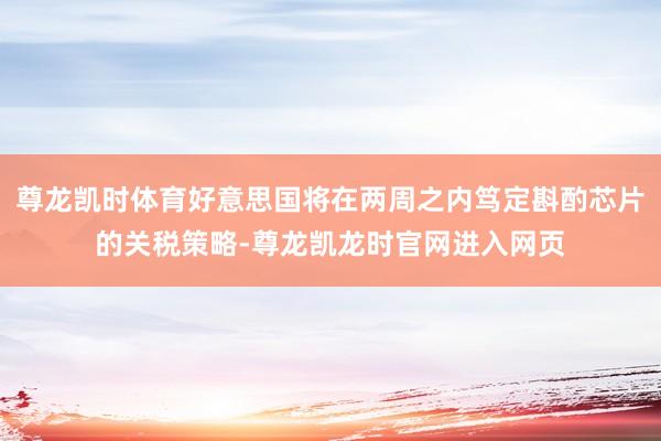 尊龙凯时体育好意思国将在两周之内笃定斟酌芯片的关税策略-尊龙凯龙时官网进入网页