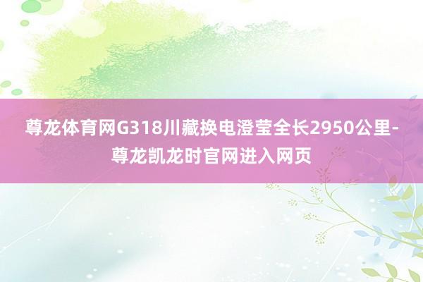 尊龙体育网G318川藏换电澄莹全长2950公里-尊龙凯龙时官网进入网页